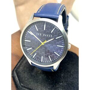 Ted Baker Men's Watch BKPMHS006 Manhatt Quartz Blue Dial Leather Strap 40mm